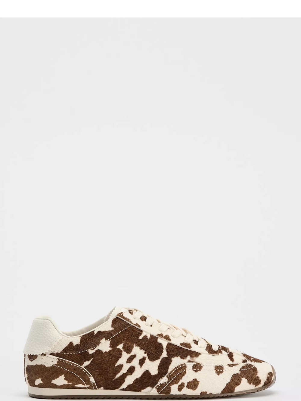 Zara Brown and Cream Cow-Print Low-Top Sneakers